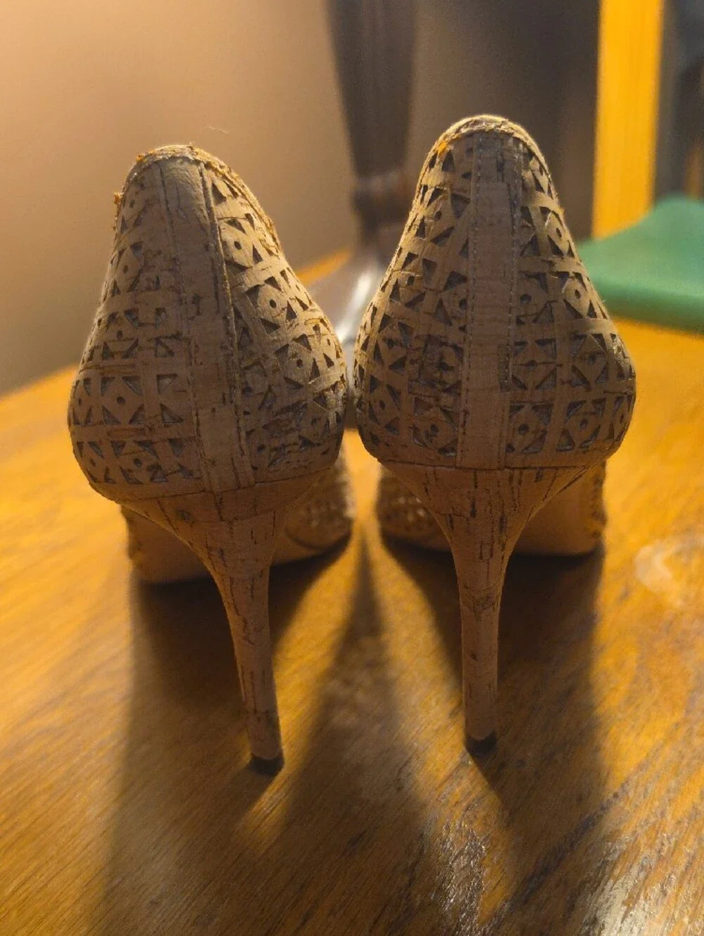 Ann Taylor Taupe Laser-Cut Pointed Pumps